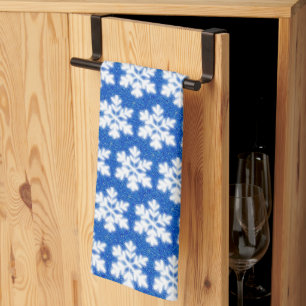 Linge De Cuisine Arrière - plan bleu étincelant blanc flocons de ne