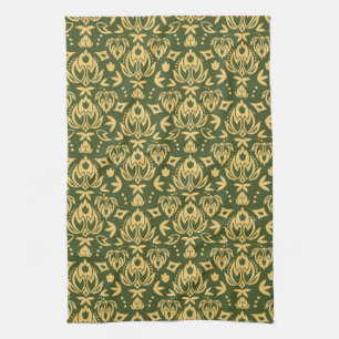 Linge De Cuisine Arrière - plan floral en bois de motif de damassé