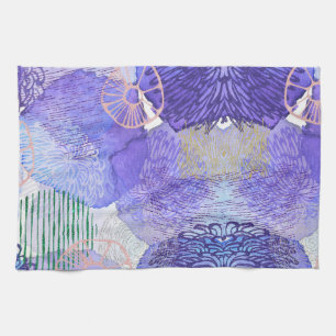 Linge De Cuisine Art abstrait moderne bleu et violet