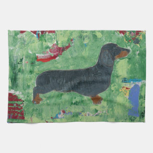 Linge De Cuisine Art abstrait moderne de chien de saucisse de