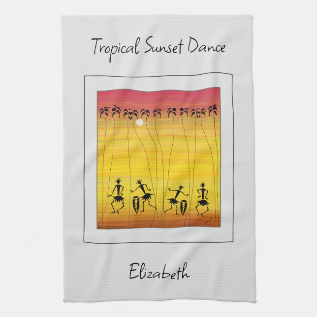 Linge De Cuisine Art africain, Célébration du coucher de soleil tro (Vertical)