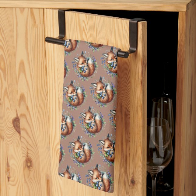 Linge De Cuisine Art botanique du renard floral (Pliage en tiers)