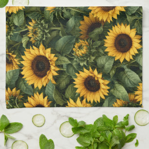 Linge De Cuisine Art botanique réaliste de tournesol