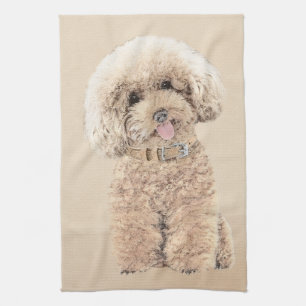 Linge De Cuisine Art de chien caniche miniature jouet abricot crème