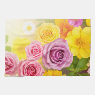 Linge De Cuisine Art de dégradé floral vibrant – Rose Jaune Violet