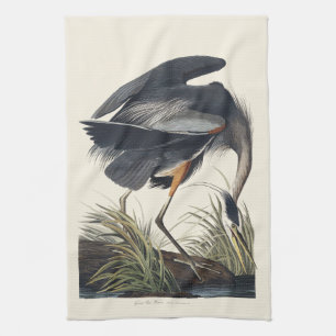 Linge De Cuisine Art de la nature de l'aigrette bleue d'Audubon vin
