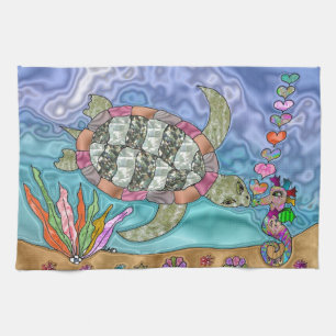 Linge De Cuisine Art de tortue marine hippocampe psychédélique