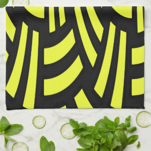 Linge De Cuisine Art Déco jaune et noir