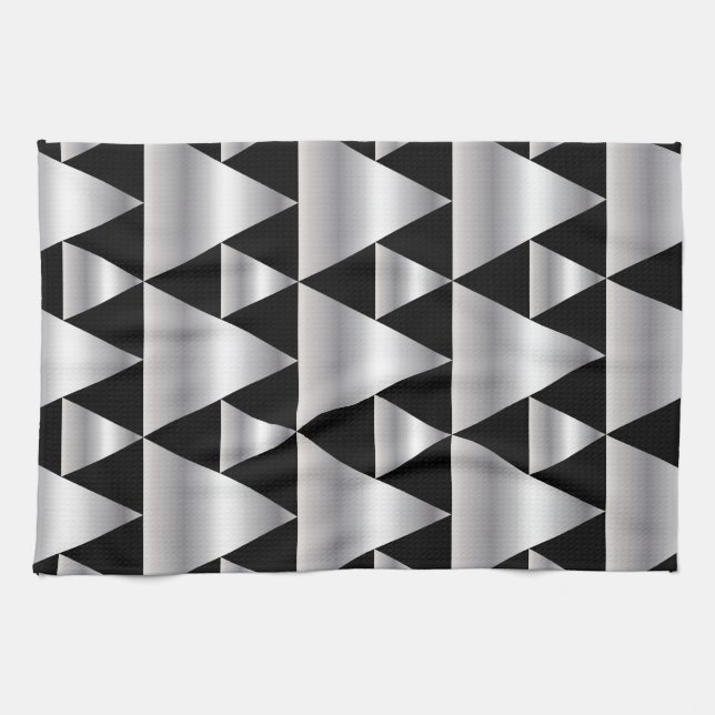 Linge De Cuisine Art déco, motif, argent, noir, élégant, chic, cru (Horizontal)