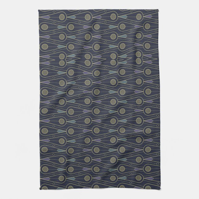 Linge De Cuisine Art Deco pattern with geometric shapes in gold (Vertical)