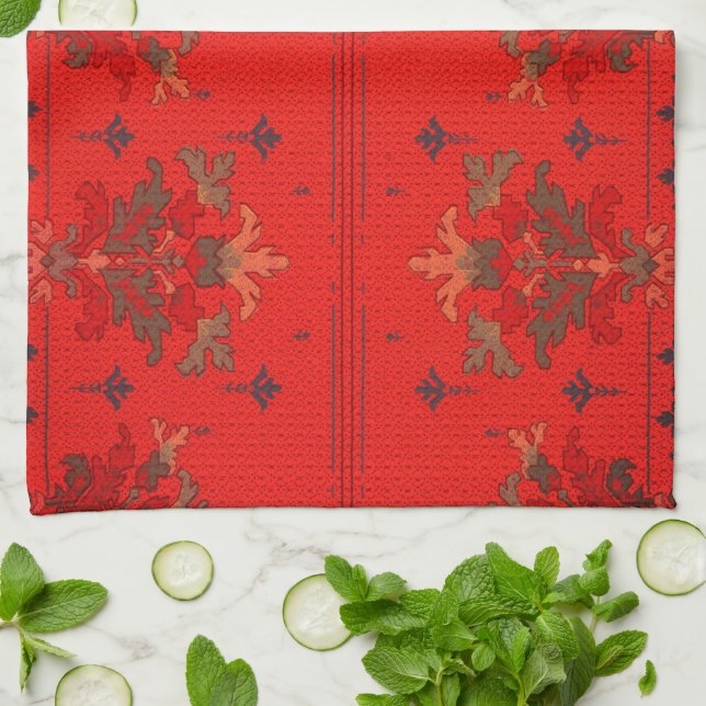 Linge De Cuisine Art et artisanat victorien textile art rouge vert (Plié)