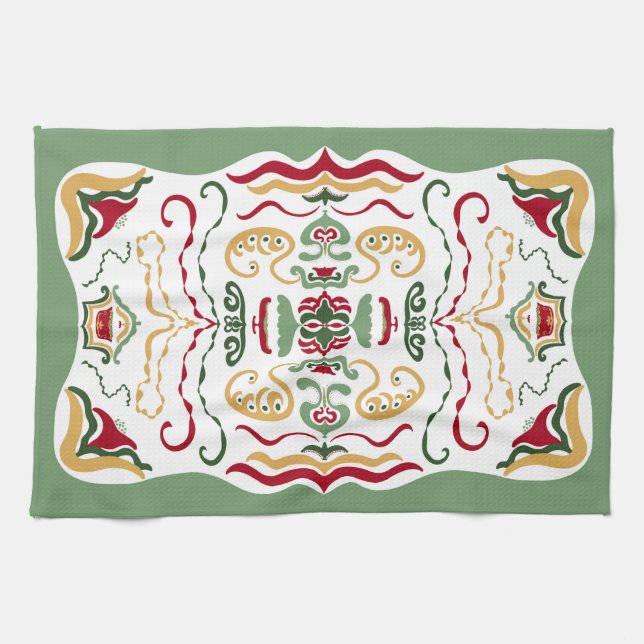 Linge De Cuisine Art moderne dessiné à la main dans des couleurs de (Horizontal)