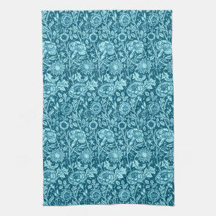 Linge De Cuisine Art nouveau Carnation Damask, Indigo et Sky Blue