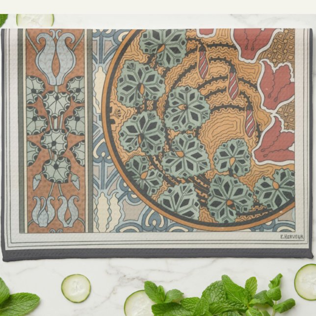 Linge De Cuisine Art nouveau Cyclamen floral Eugene Grasset elegant (Créateur téléchargé)