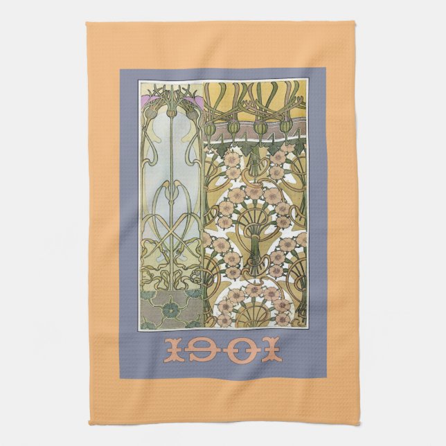 Linge De Cuisine Art nouveau fleurs alphonse mucha art floral (Vertical)