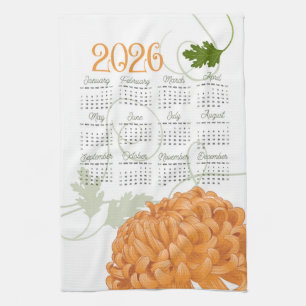 Linge De Cuisine Art Nouveau Floral Chrysanthemum 2026 Calendrier