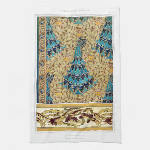 Linge De Cuisine Art nouveau paon textile déco verneuil bleu