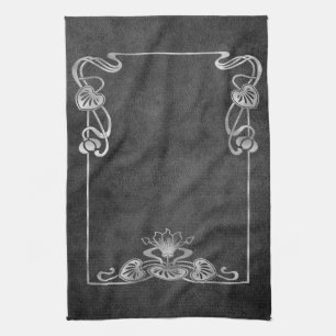 Linge De Cuisine Art nouveau suede look élégant argent gris lotus