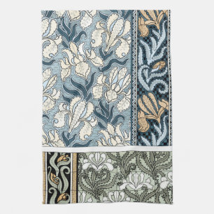 Linge De Cuisine Art Nouveau vintage, Jardin Iris Fleurs