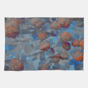 Linge De Cuisine Art numérique motif de fleurs de couleur orange bl