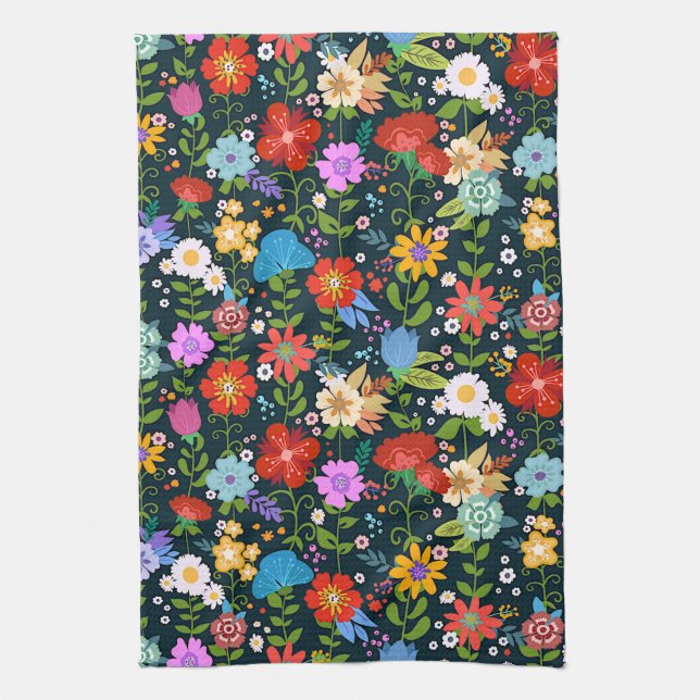 Linge De Cuisine Art populaire floral mexicain (Vertical)