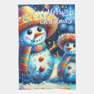 Linge De Cuisine Art populaire mexicain Snowmen Snowman Snow People