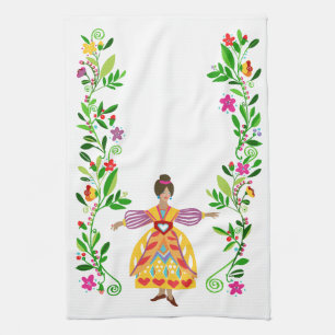 Linge De Cuisine Art populaire moderne Art mexicain Fleur Girl