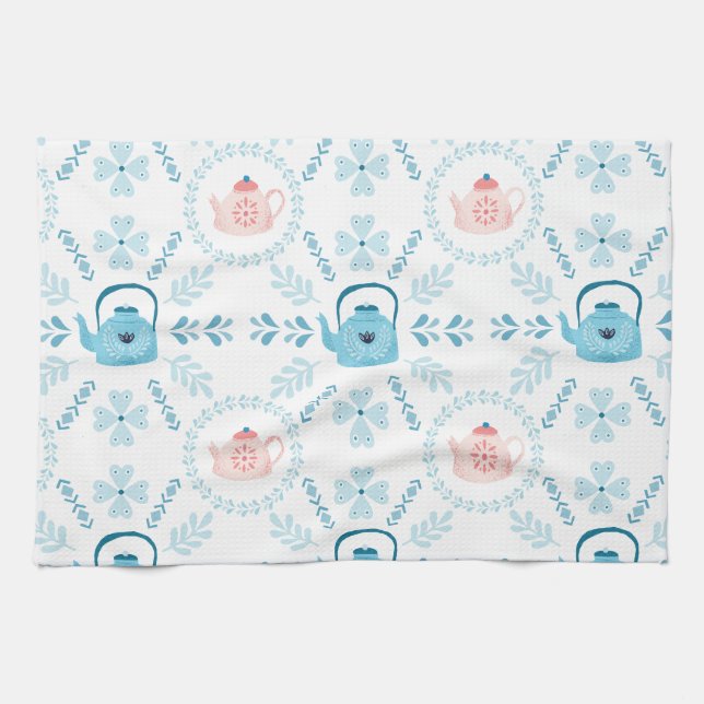 Linge De Cuisine Art populaire scandinave Hygge Noël cosy théière (Horizontal)