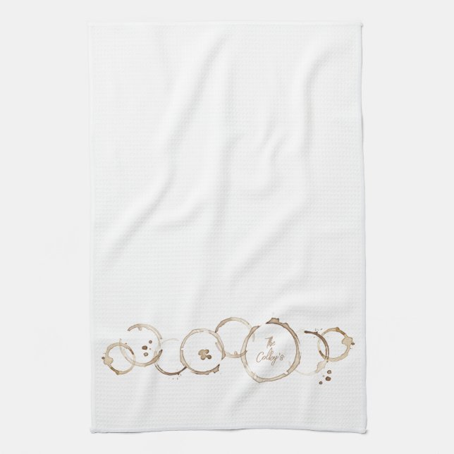 Linge De Cuisine Artisan Cercles de café NOM Brown Cuisine blanche  (Vertical)