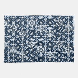 Linge De Cuisine Asanoha japonais ou Motif étoile, bleu indigo