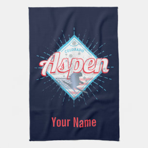 Linge De Cuisine Aspen Colorado Retro Skier Vintage USA Ski