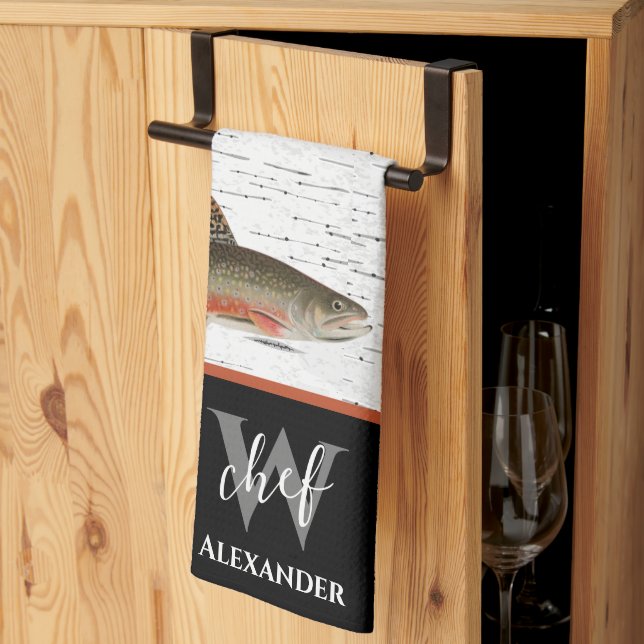Linge De Cuisine Aspen rustique Bark Trout pêcheur Lac House Kitc (Pliage en tiers)
