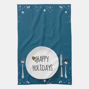Linge De Cuisine Assiette de Noël avec bonhomme de neige
