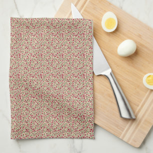 Linge De Cuisine Authentique motif floral burgundy atténué des anné