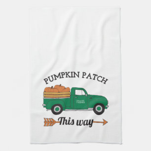 Linge De Cuisine Automne Art Citrouille Patch Vieux Camion Vintage