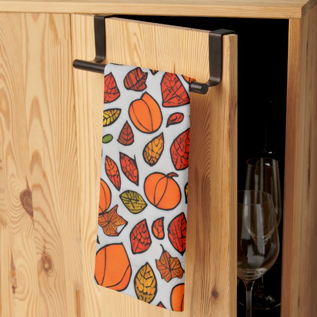 Linge De Cuisine Automne Automne Cuisine Citrouille et Feuille | Va (Pliage en tiers)