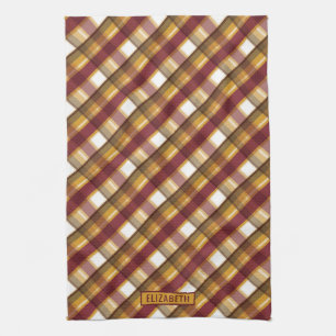 Linge De Cuisine Automne Couleur Plaid Motif & Nom personnalisé