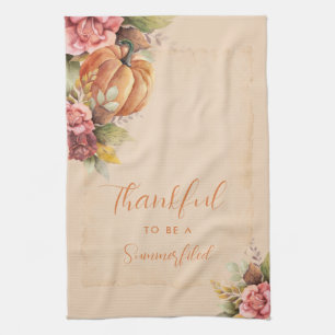 Linge De Cuisine Automne Orange Citrouille Automne Feuilles Aquarel