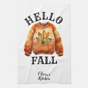 Linge De Cuisine Automne personnalisée   Bonjour Automne Personnali