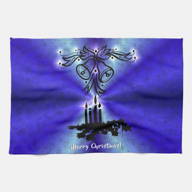 Linge De Cuisine Avent, Artdeco de Noël sur Blue Green Rainbow (Horizontal)