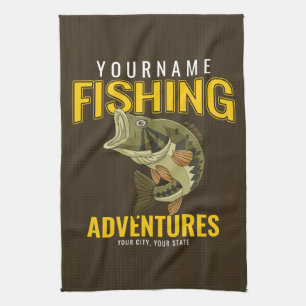 Linge De Cuisine Aventures de pêche personnalisées Basse Pêcheur