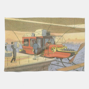 Linge De Cuisine Avion de science-fiction vintage Hélicoptère Limo