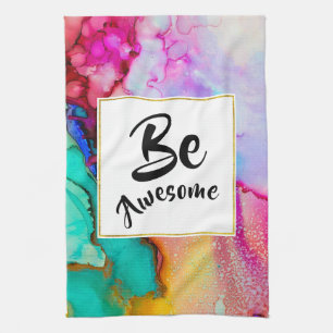 Linge De Cuisine Awesome rose et turquoise Aquarelle Abstraite
