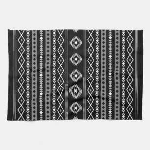 Linge De Cuisine Aztec blanc gris noir Motifs mélangés Motif
