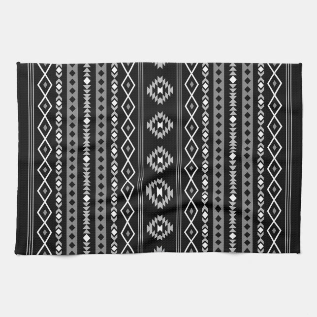Linge De Cuisine Aztec blanc gris noir Motifs mélangés Motif (Horizontal)