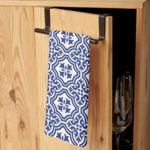 Linge De Cuisine Azulejo Espagnol Traditionnel Bleu et Blanc