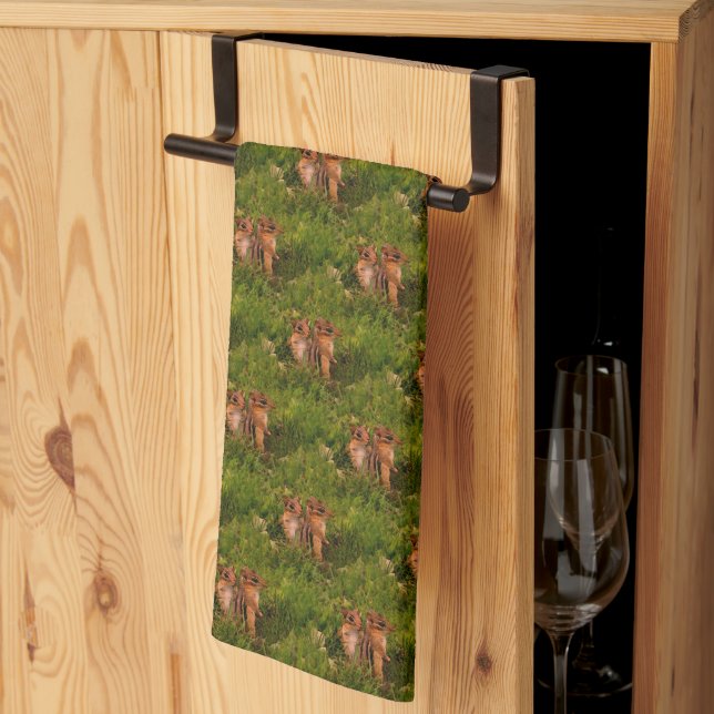 Linge De Cuisine Baby Chipmunks Animal Nature Art (Pliage en tiers)