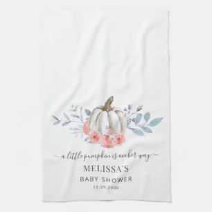 Linge De Cuisine Baby Shower Fille aux Fleurs Roses et Citrouille