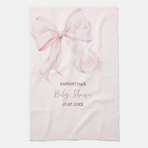 Linge De Cuisine Baby Shower Points de Roseau à l'aquarelle Rose