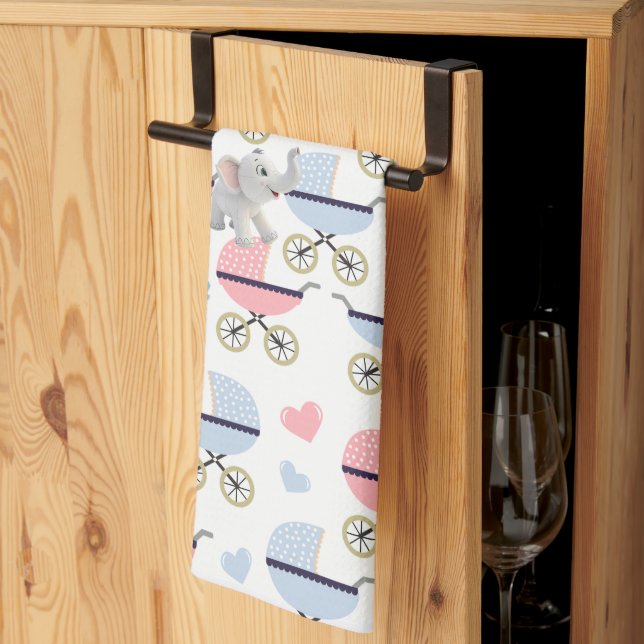 Linge De Cuisine Baby Stroller Elephant Kitchen Hand Towel  (Pliage en tiers)
